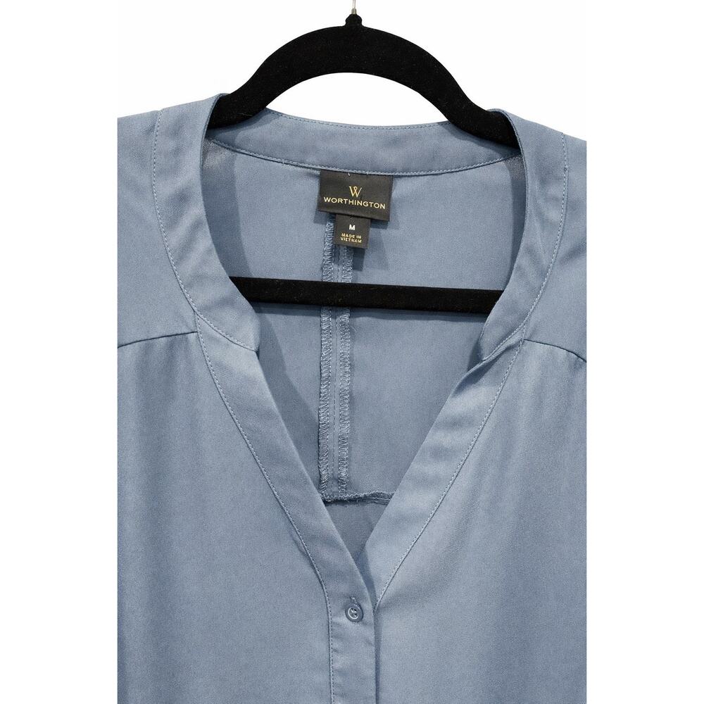 Westbound Medium Blue Blouse Button Front VNeck F… - image 2